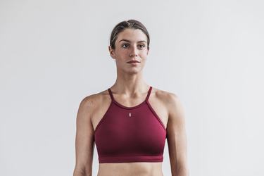 Nobull Halter Matte Women's Sports Bras Dark Red | Australia (NW9876)